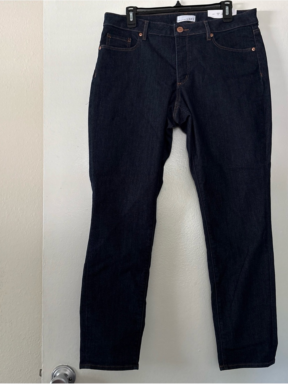 LOFT Women’s Dark Indigo Curvy Skinny Straight Jeans